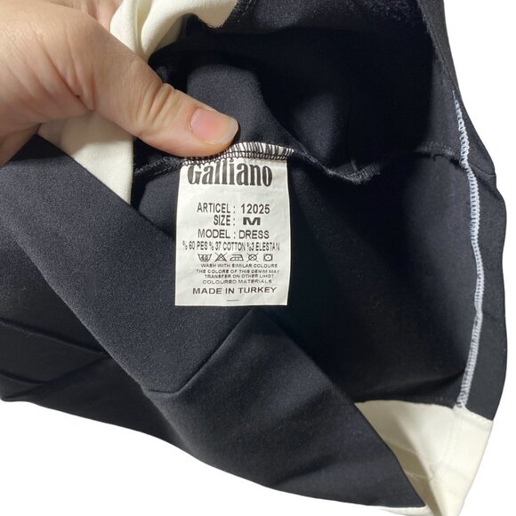 Vintage 2000s John Galliano Bodycon Sport Dress Black/Cream - Picture 3 of 5